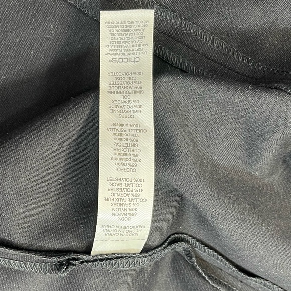 Chicos Black Faux Fur Ponte Vest Size 2 Tie Waist Sleeveless Office Fashion - Picture 6 of 8